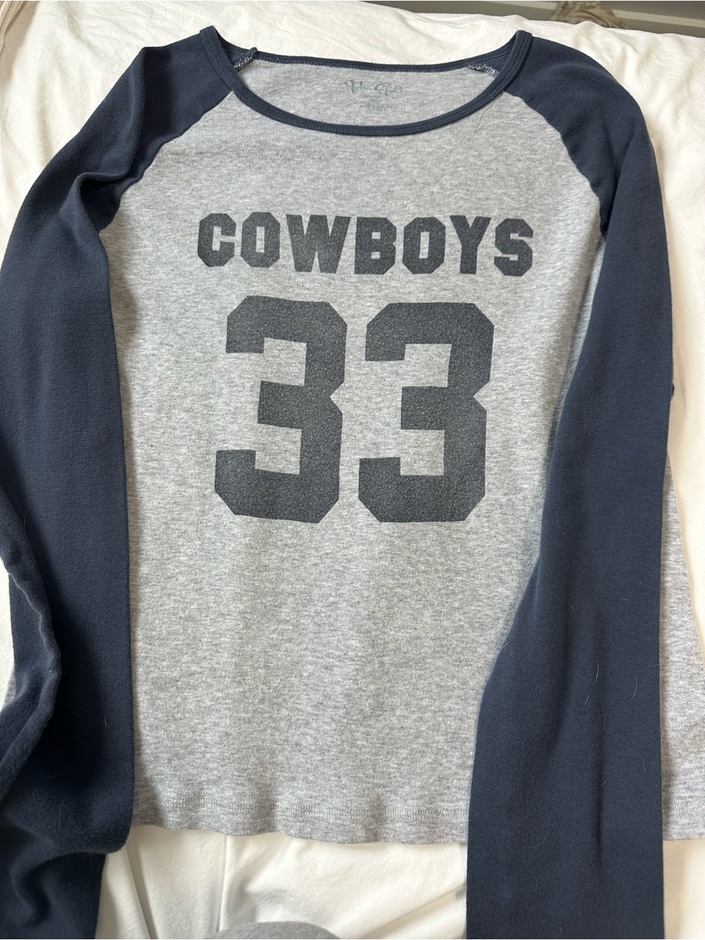 Brandy Melville Gray Body with Navy Raglan Crewneck